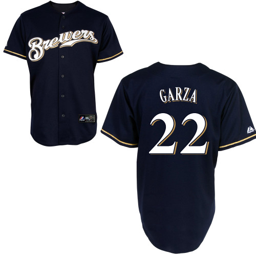 Matt Garza #22 mlb Jersey-Milwaukee Brewers Women's Authentic 2014 Navy Cool Base BP Baseball Jersey